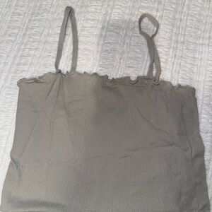 Gray Ribbed Cropped Tank Top